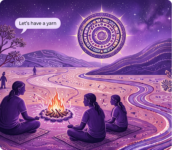 Let's have a yarn — community gathering illustration